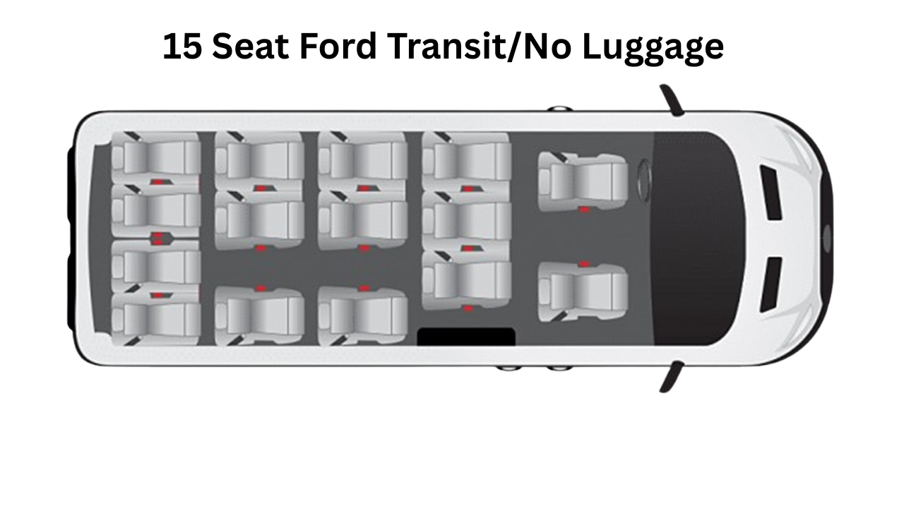 Ford Transit (Mid Roof) 15 passenger seating arrangement floor plan