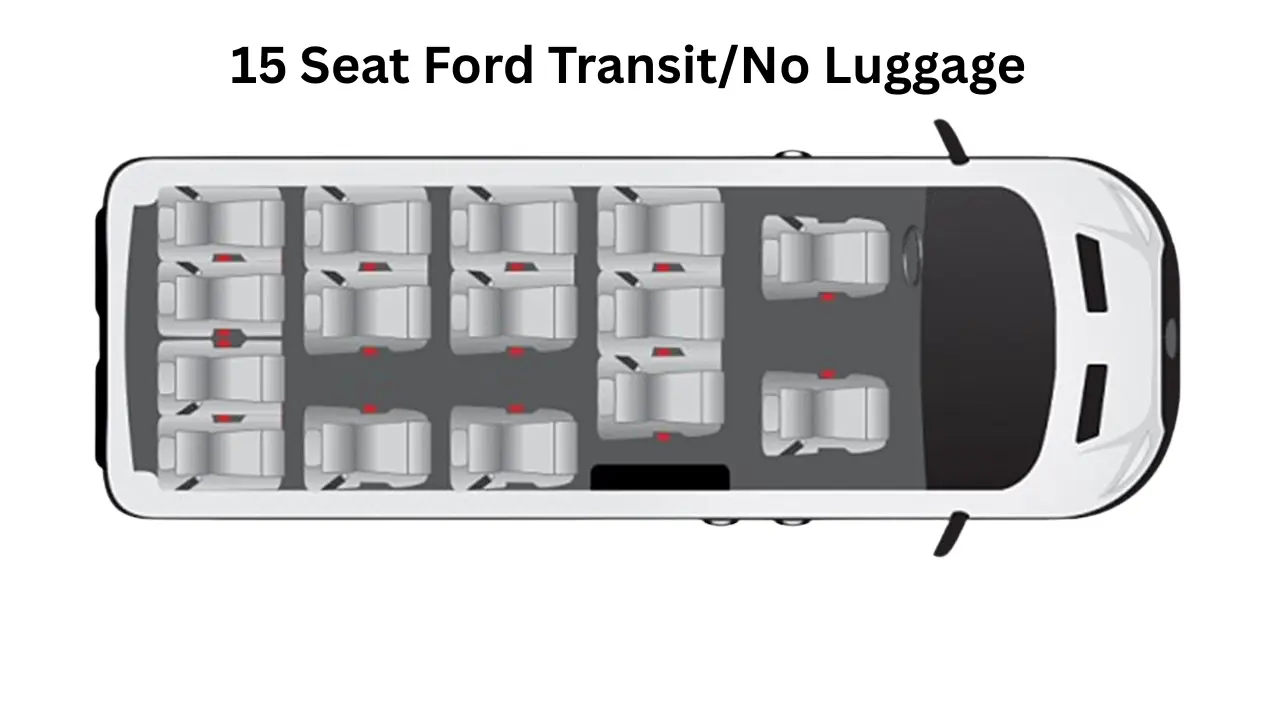 Ford Transit (Mid Roof) 15 passenger seating arrangement floor plan