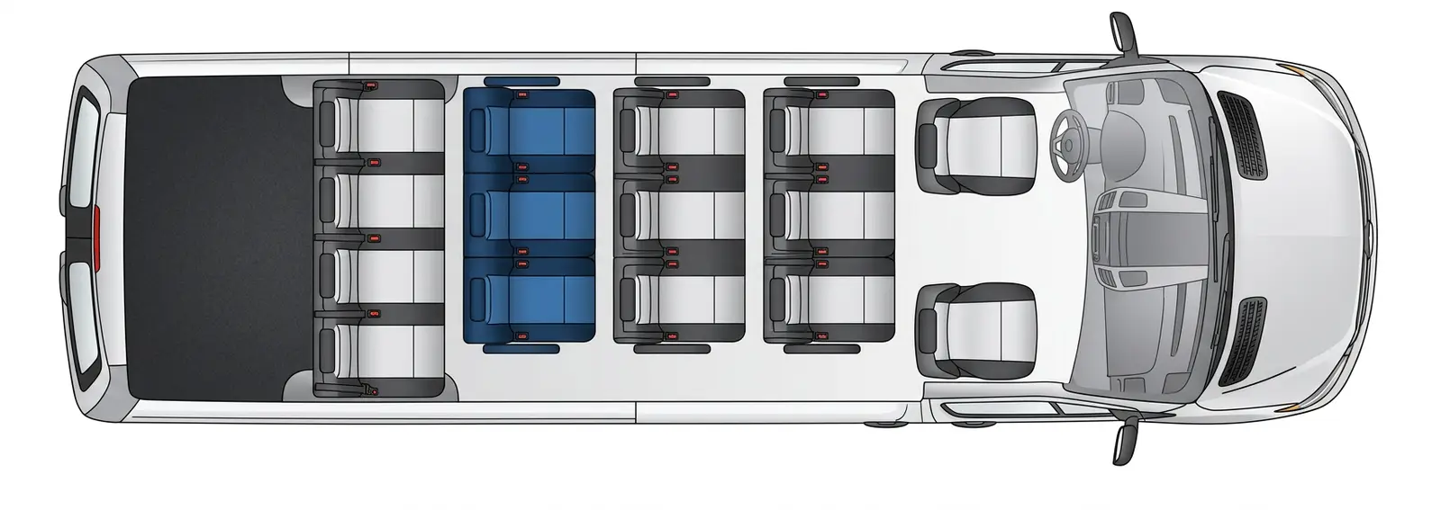 Mercedes Sprinter 15 passenger seating arrangement floor plan
